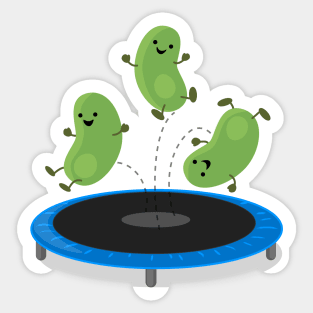 Cute funny green beans on trampoline cartoon Sticker